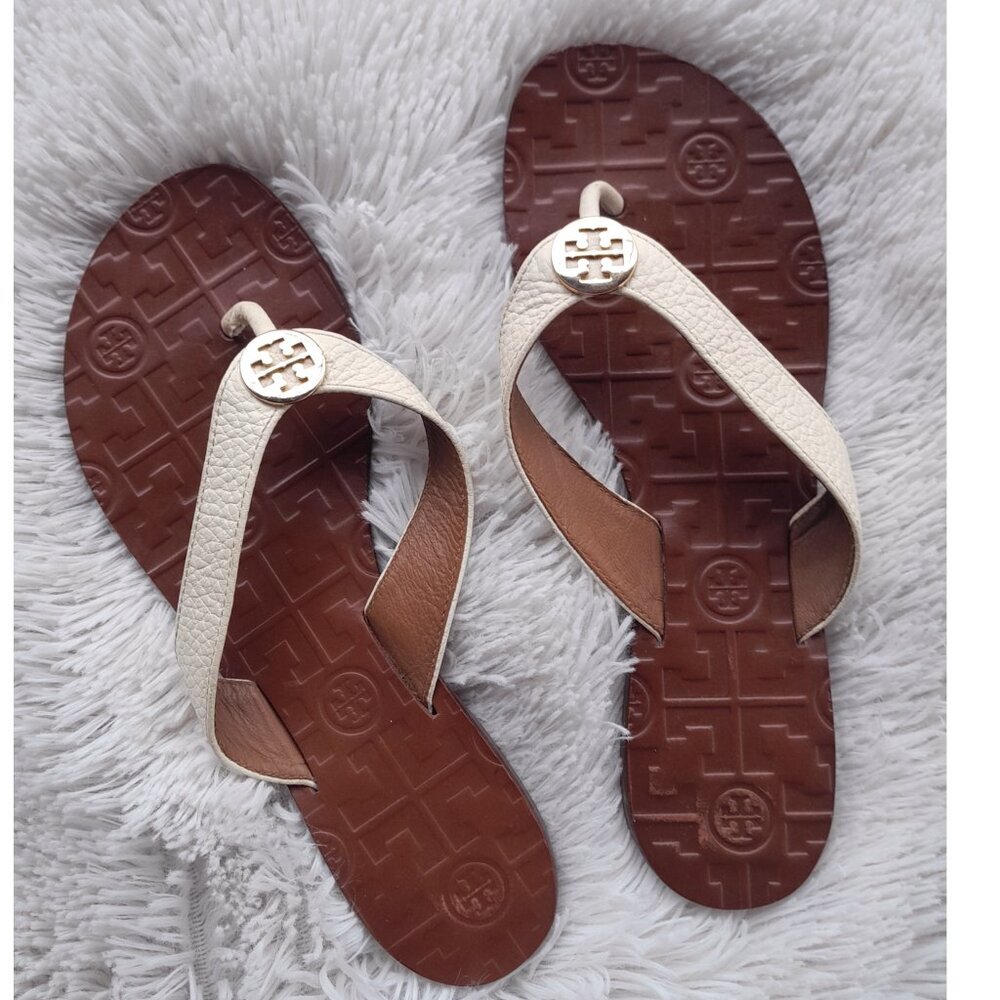 Tory Burch off white leather sandal sz 7M